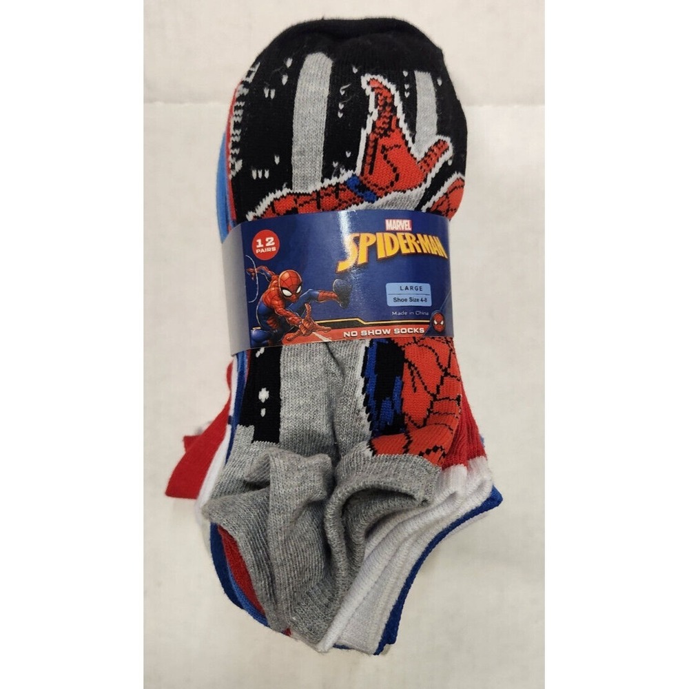 NWT Spider-Man 12-Pair No-Show‎ Socks, Size Medium, Shoe Size 10-3